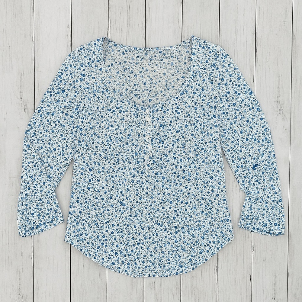Mossimo | Blue Floral Cotton Blouse M – Cottagecore Boho Spring Top 🌿💙 - Picture 13 of 13